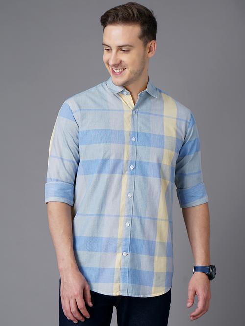 light-blue checkered casual shirt - 18283668 - Standard Image - 0