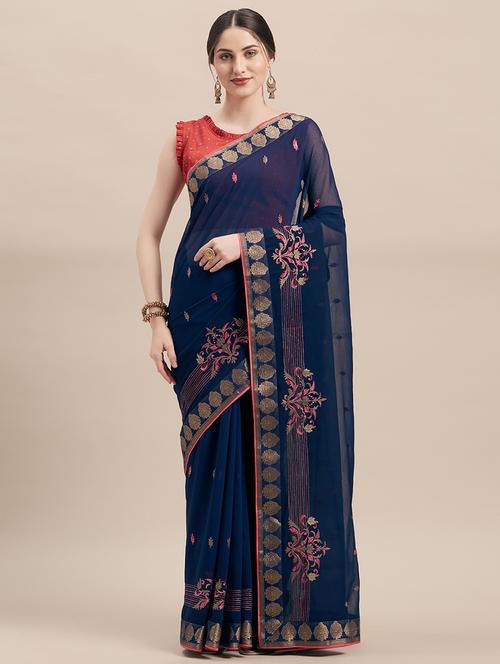 women's embroidered saree - 18283824 - Standard Image - 0