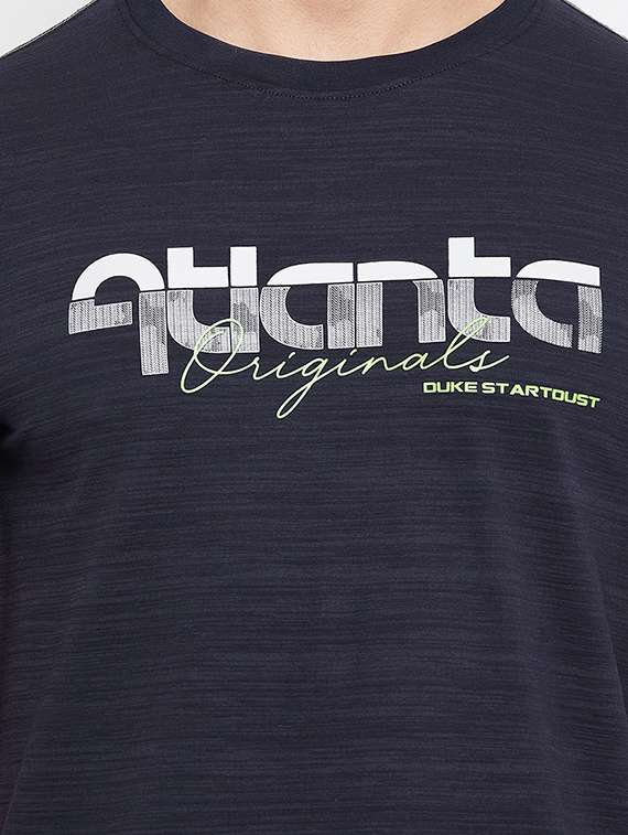 navy blue chest printed t-shirt - 18284236 -  Standard Image - 3