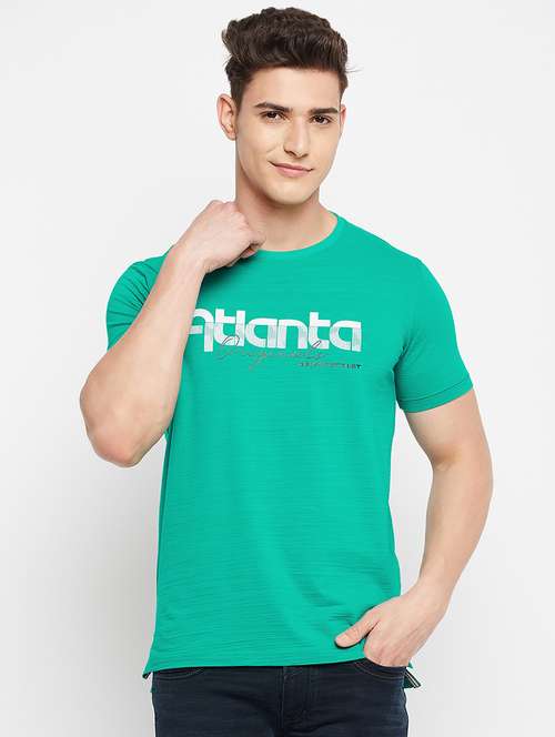 turquoise chest printed t-shirt - 18284237 - Standard Image - 0