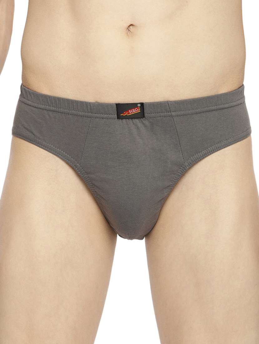 men grey solid hipster brief