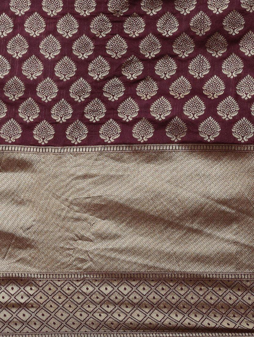 burgundy silk blend saree - 18284517 - Standard Image - 3