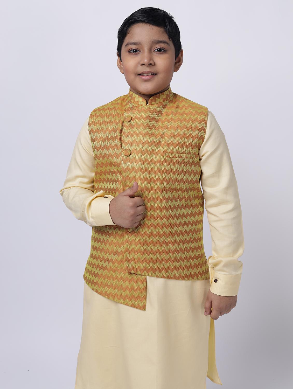gold striped nehru jacket - 18284791 - Zoom Image - 0