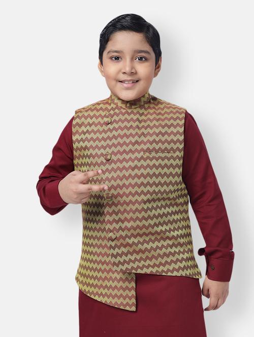 red printed nehru jacket - 18284800 - Standard Image - 0