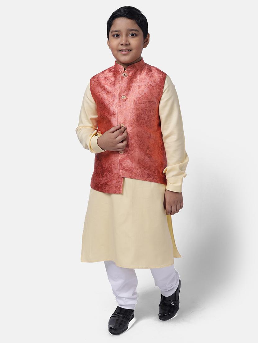 red printed nehru jacket - 18284810 - Standard Image - 3