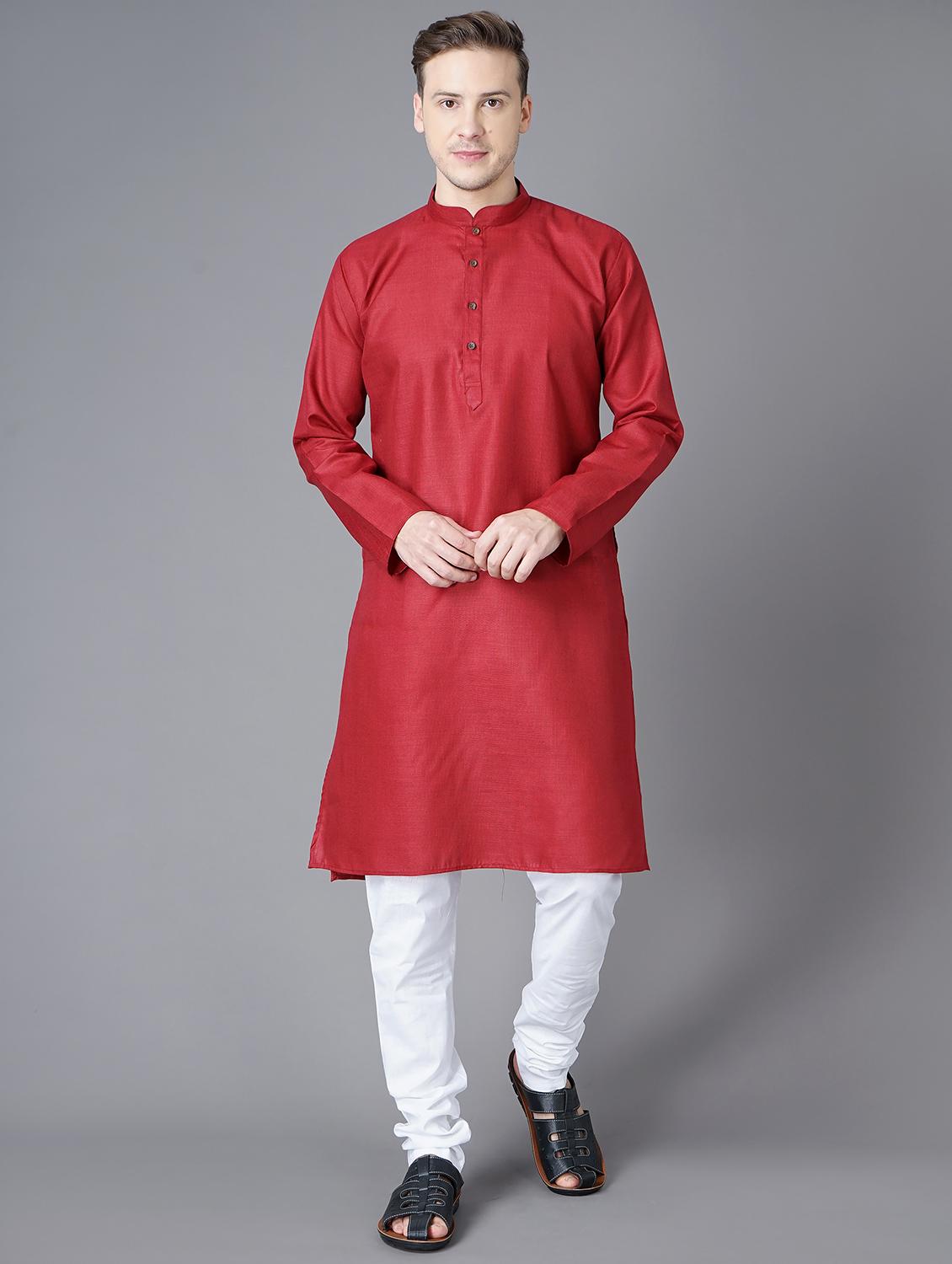 red solid long kurta - 18284850 -  Zoom Image - 0