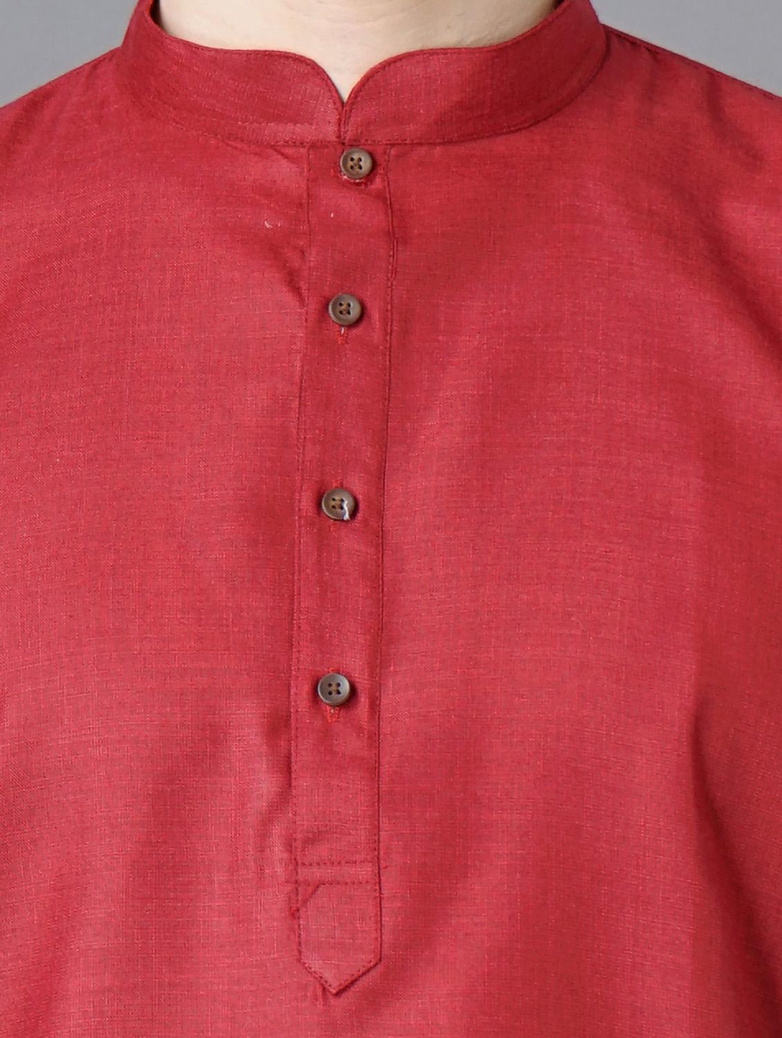 red solid long kurta - 18284850 - Standard Image - 3