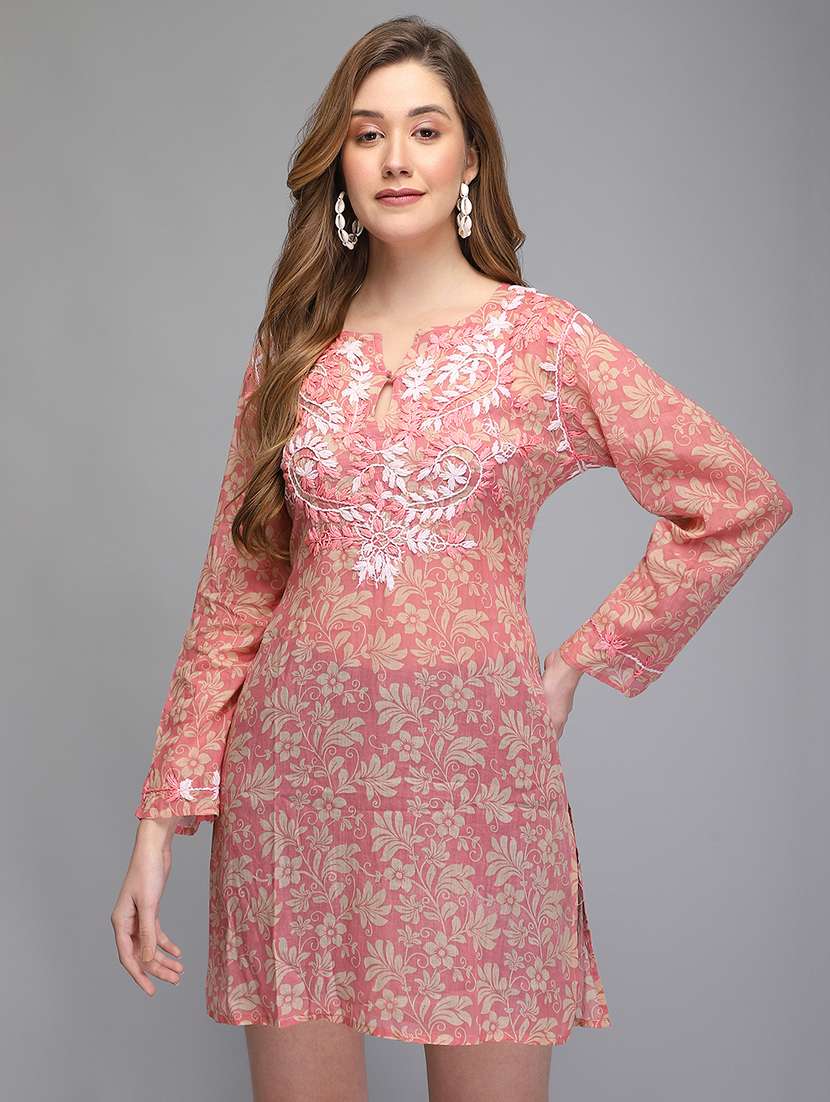 notch neck printed a-line tunic - 18284889 - Zoom Image - 0