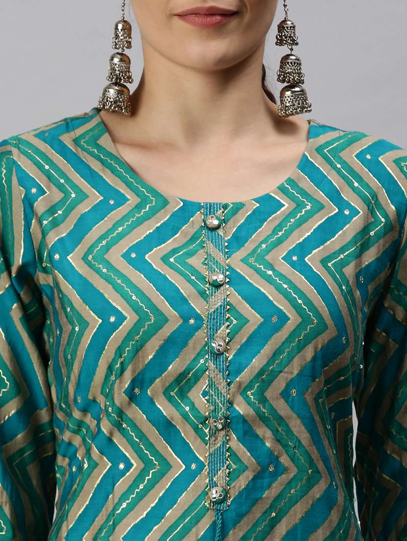 blue cotton blend straight kurta - 18284984 - Standard Image - 3