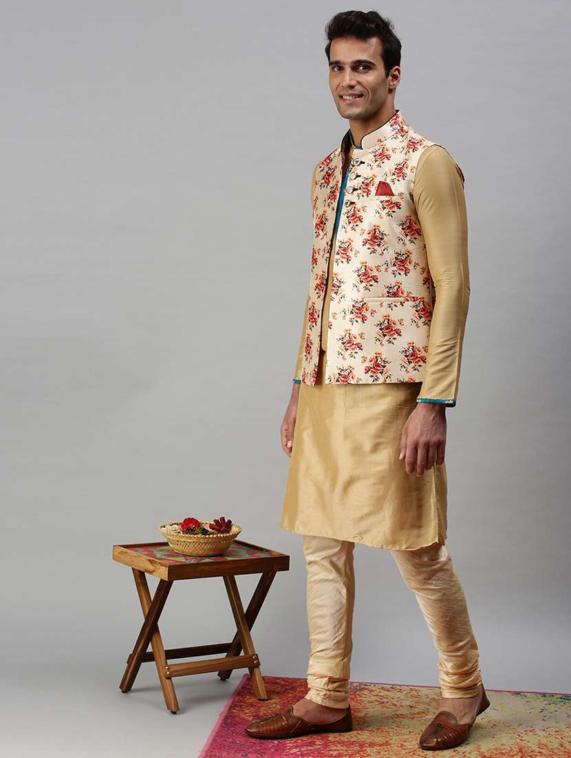 Pink Printed Nehru Jacket - 18285451 -  Standard Image - 3