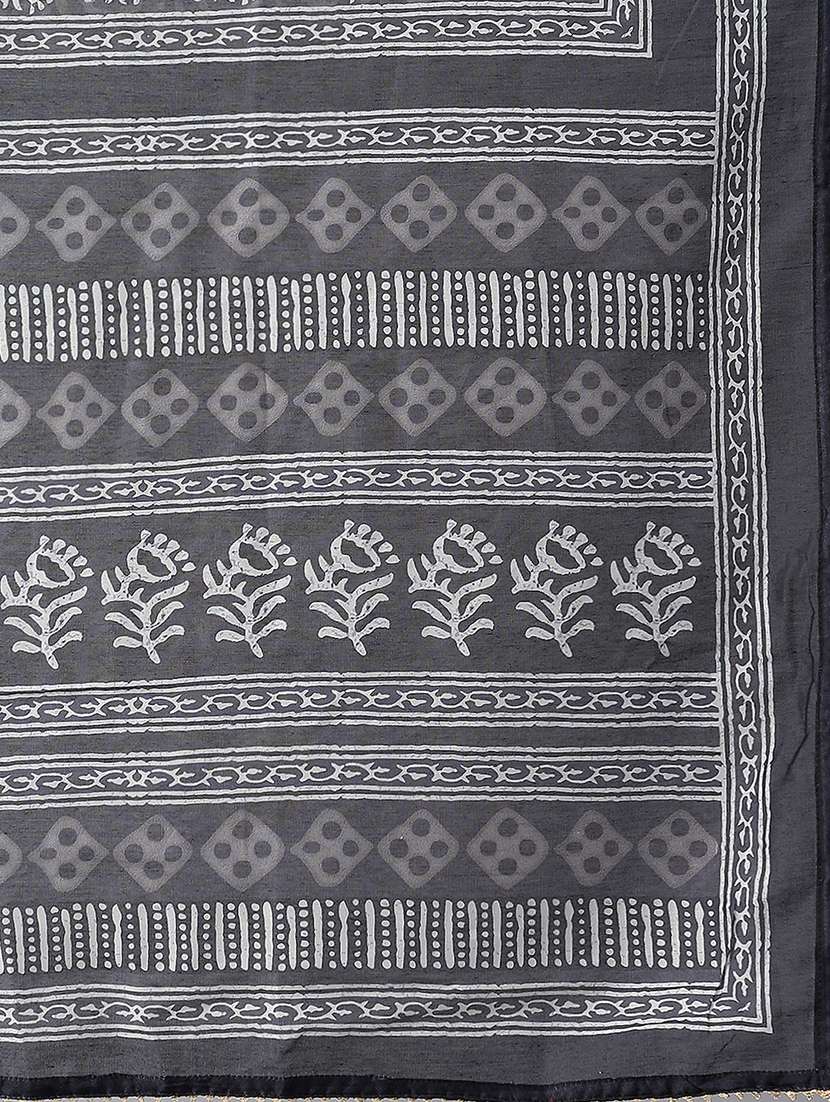 women grey batik kurta pant set with dupatta - 18285540 - Standard Image - 5