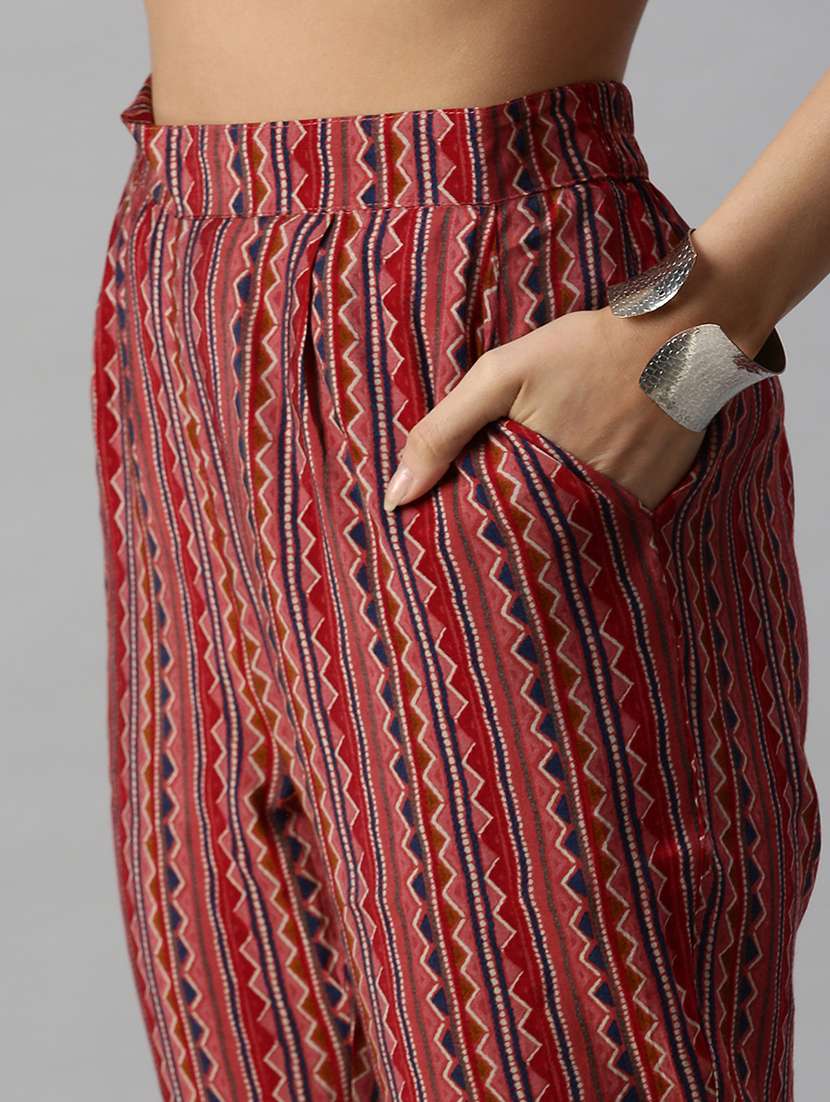 women printed mandarin neck kurta pant set  - 18285555 -  Standard Image - 5