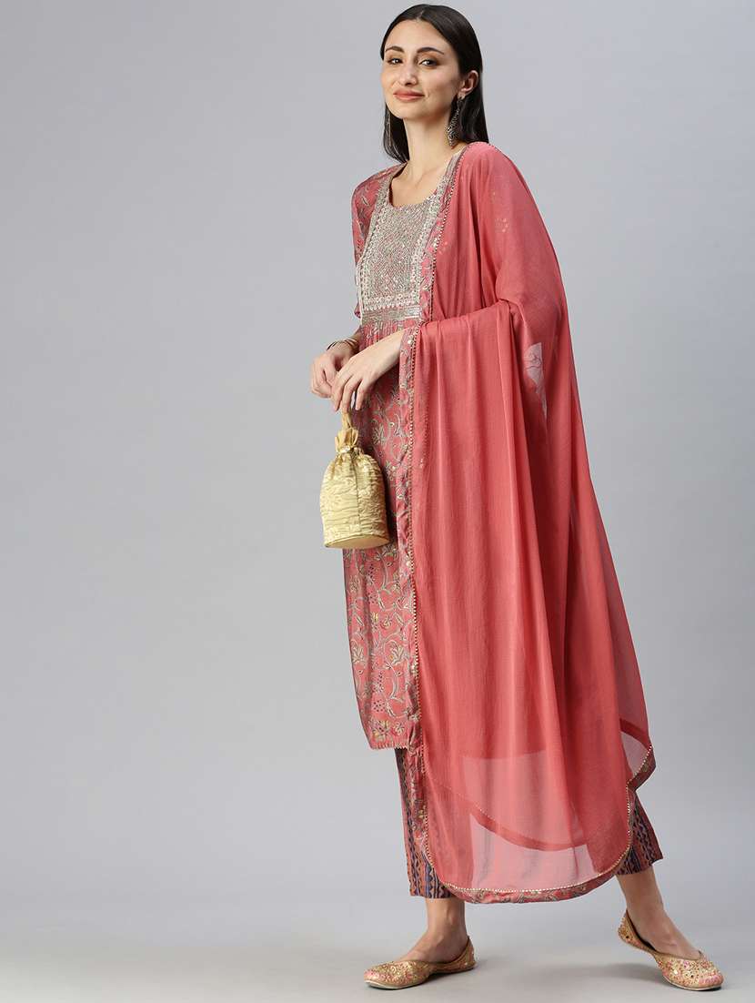 women floral kurta pant set with dupatta - 18285616 -  Standard Image - 3