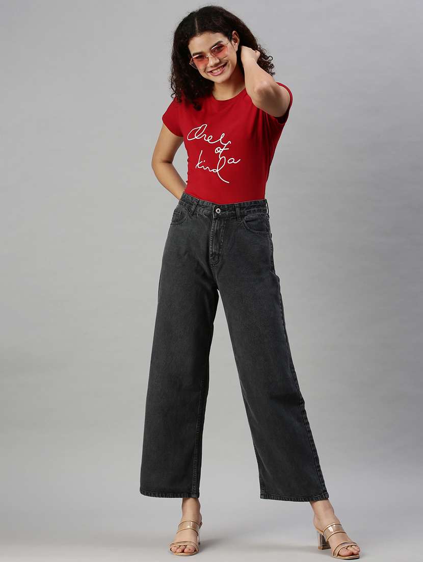 women's plain wide leg jeans - 18285679 -  Standard Image - 3