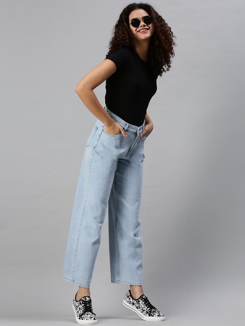 women's plain wide leg jeans - 18285681 - Standard Image - 3