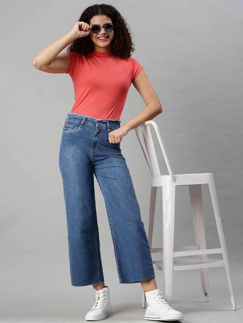 women's plain straight fit jeans - 18285695 -  Standard Image - 3