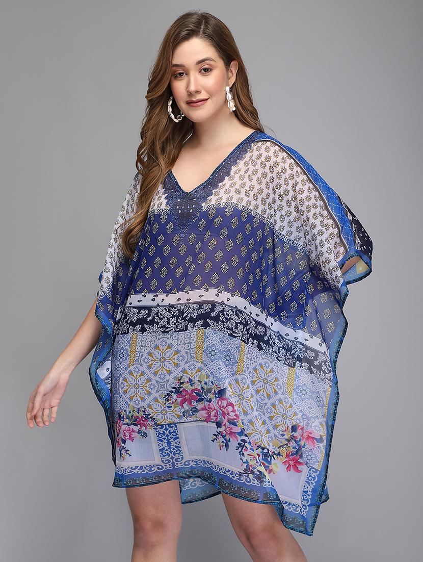 v-neck printed kaftan tunic - 18286363 - Zoom Image - 0