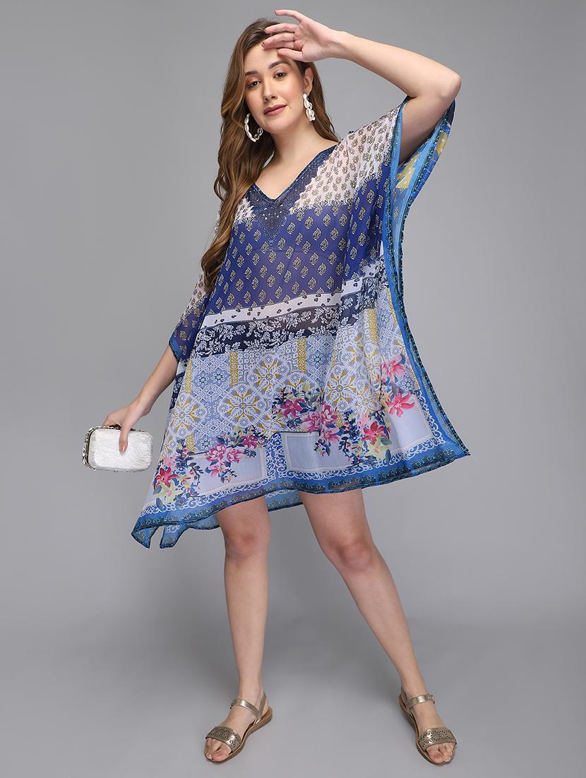 v-neck printed kaftan tunic - 18286363 - Standard Image - 3