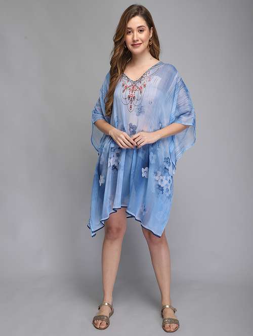 v-neck printed kaftan tunic - 18286367 - Standard Image - 0