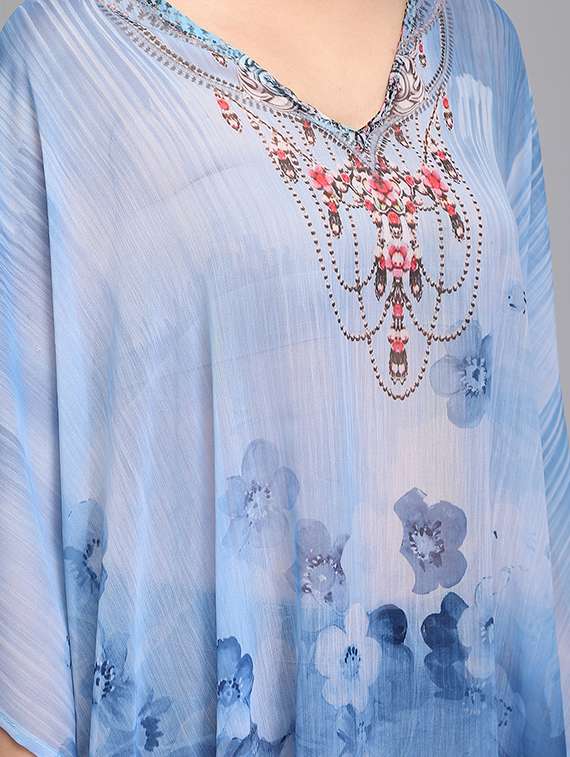 v-neck printed kaftan tunic - 18286367 - Standard Image - 3