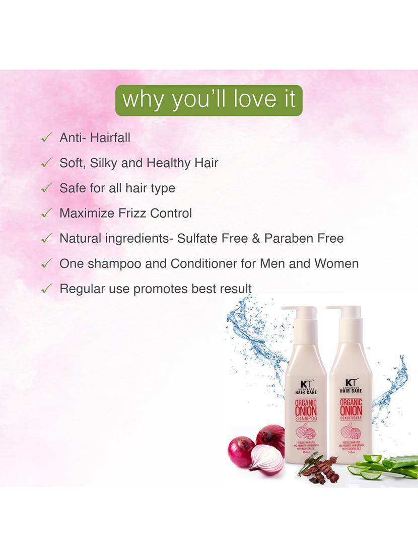 kt advanced haircare organic onion onion shampoo and conditioner 250ml each (pack of 2) - 18286375 - Standard Image - 3