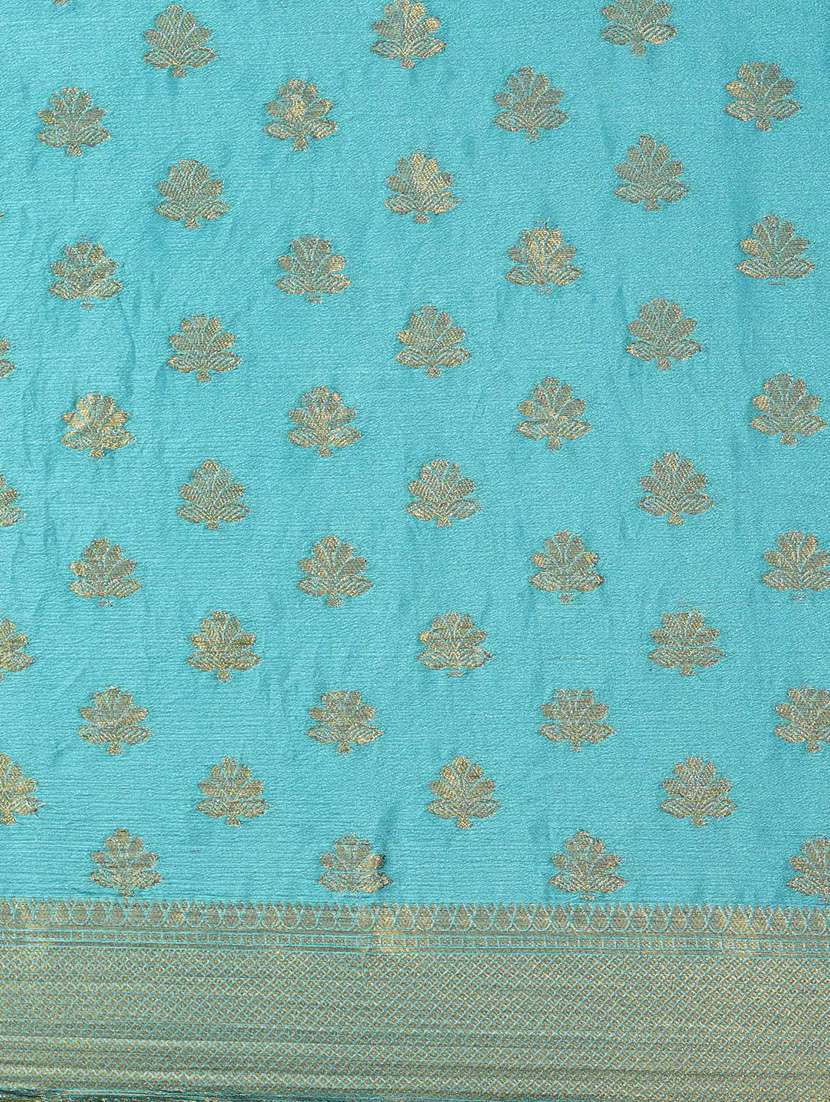 blue silk blend saree with blouse - 18287055 -  Standard Image - 5