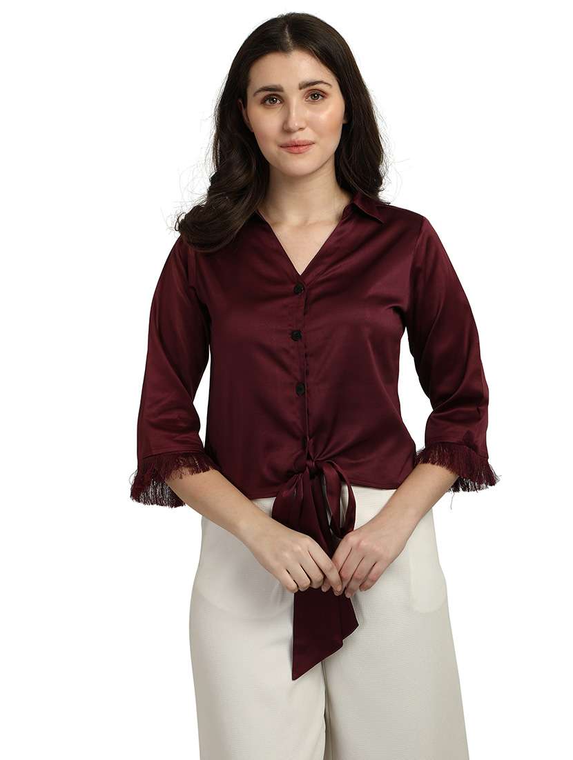 Tie Front Solid Shirt