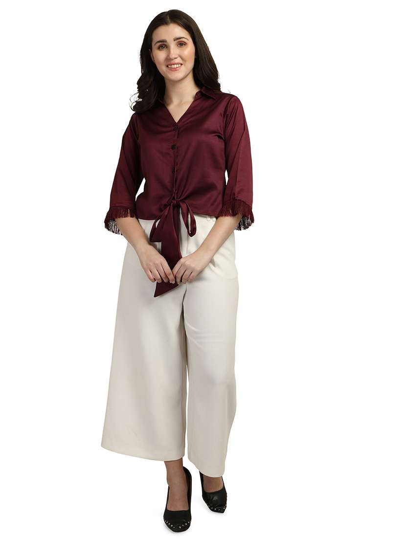 Tie Front Solid Shirt