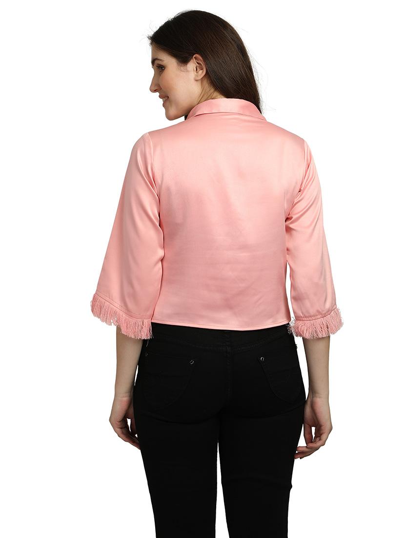 tie front solid shirt - 18287145 - Standard Image - 3