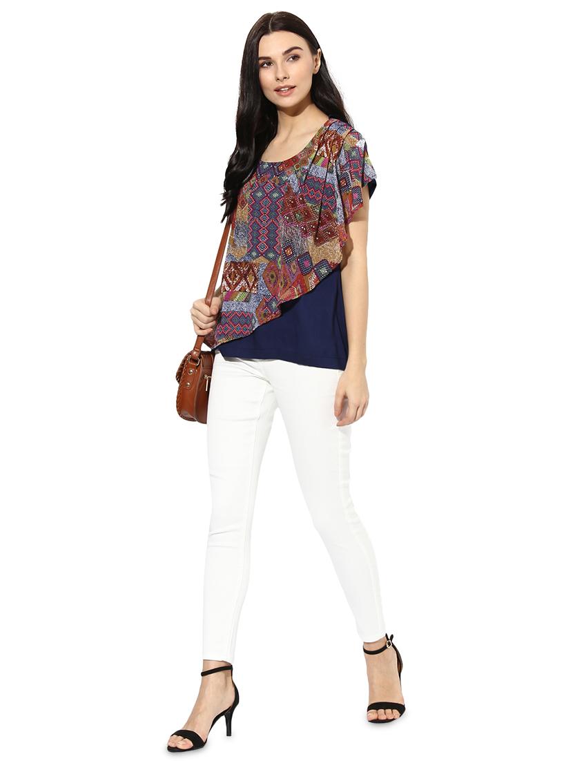 women's layered round neck top - 18287720 - Standard Image - 3