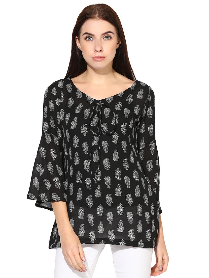 women's straight tie-up neck top - 18287723 -  Zoom Image - 0