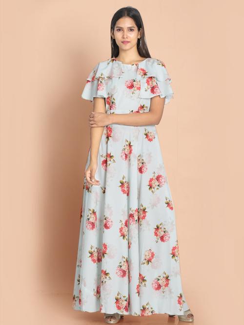green printed a-line ethnic dress - 18287762 - Standard Image - 0
