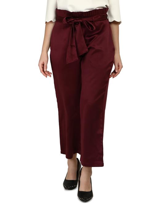 tie front solid flat front trouser - 18288277 - Standard Image - 0