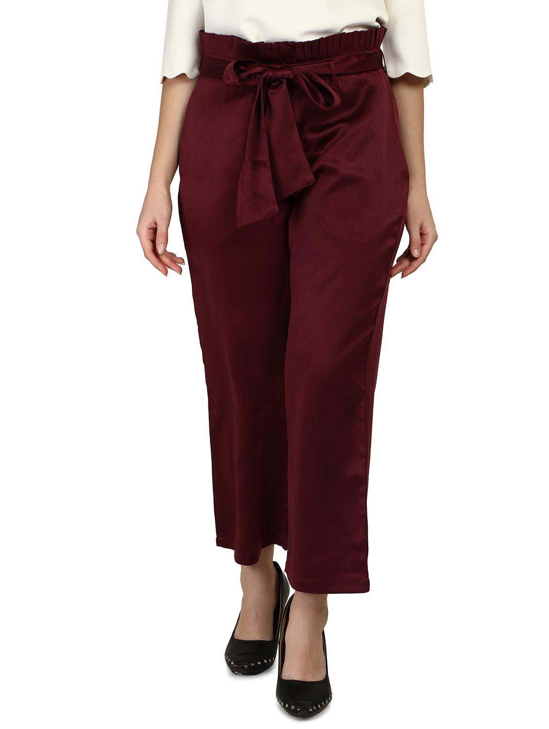 tie front solid flat front trouser - 18288277 - Zoom Image - 0