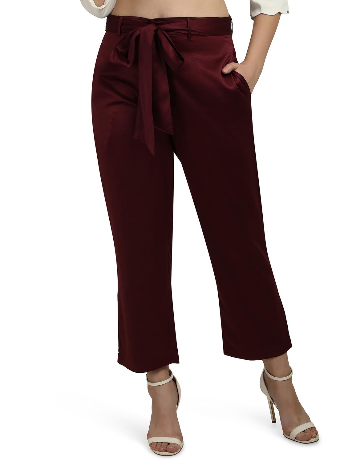 tie front solid flat front  trouser - 18288280 -  Zoom Image - 0