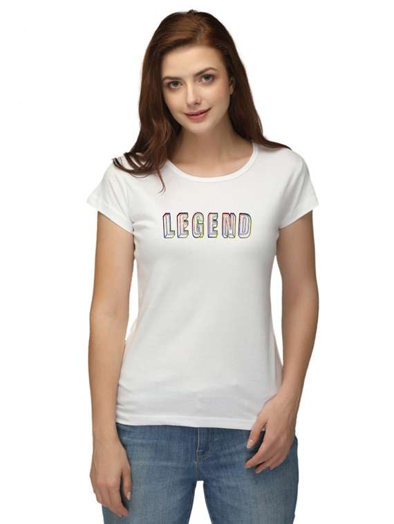 women's chest print round neck t-shirt