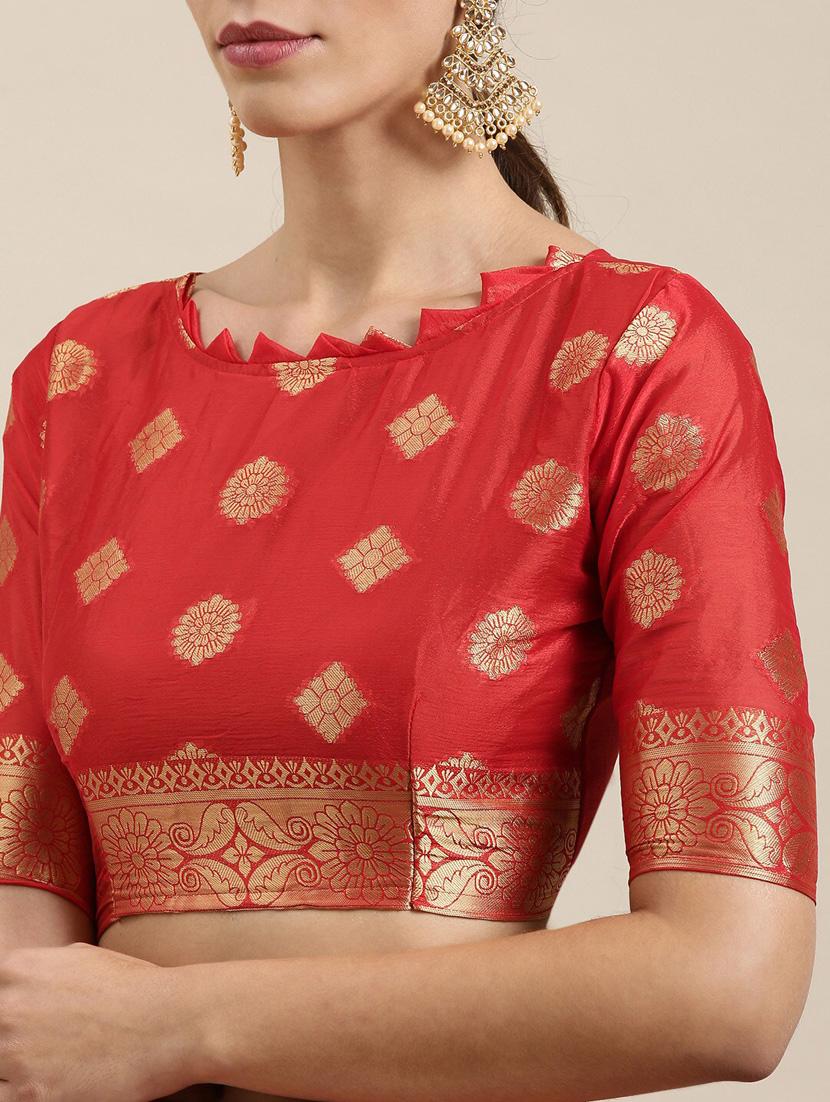 red silk blend saree - 18288679 - Standard Image - 3