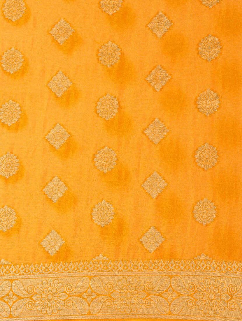 yellow silk blend saree - 18288680 - Standard Image - 5