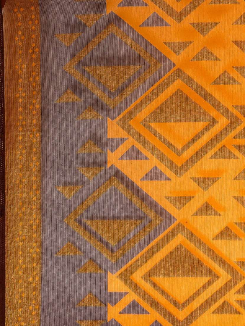 women's geometric mustard colored saree - 18289020 -  Standard Image - 5