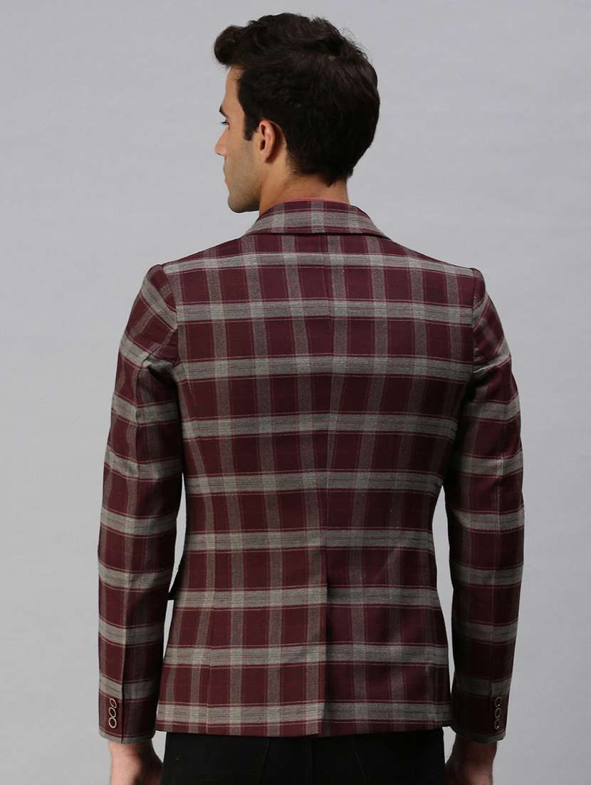 brown checked single breasted casual blazer - 18289534 -  Standard Image - 3