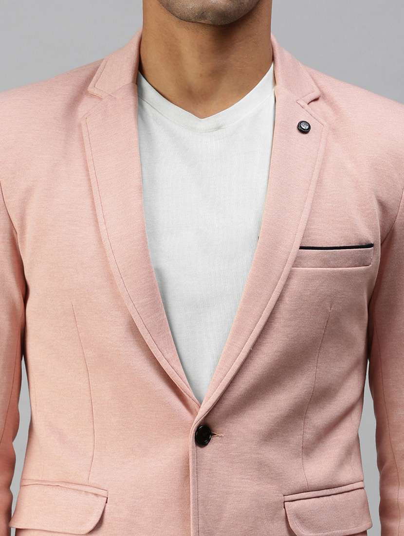 pink solid single breasted casual blazer - 18289542 -  Standard Image - 3