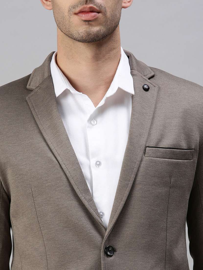 grey solid single breasted casual blazer - 18289546 -  Standard Image - 5