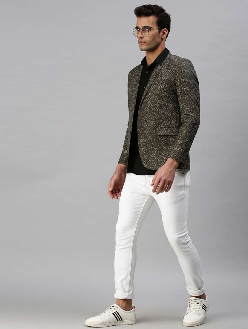green printed single breasted casual blazer - 18289556 -  Standard Image - 3