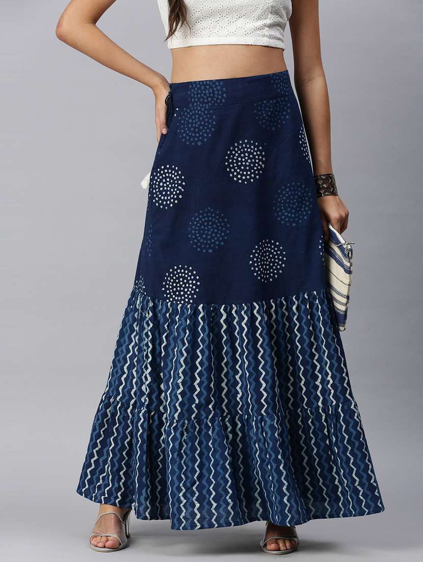 blue printed a-line skirt - 18289822 -  Standard Image - 3