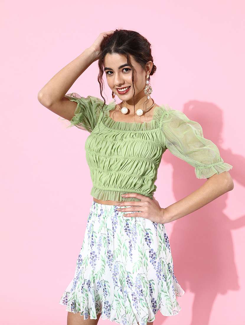 square neck smocked top