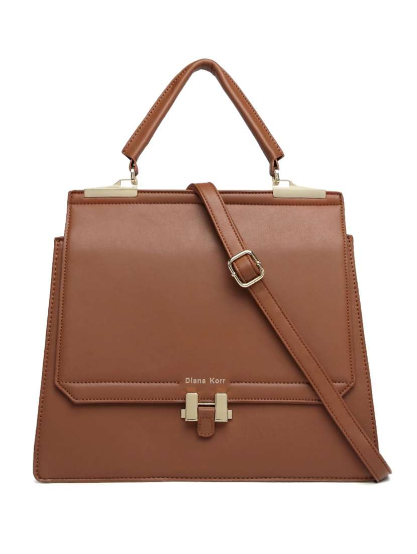 brown solid regular handbag