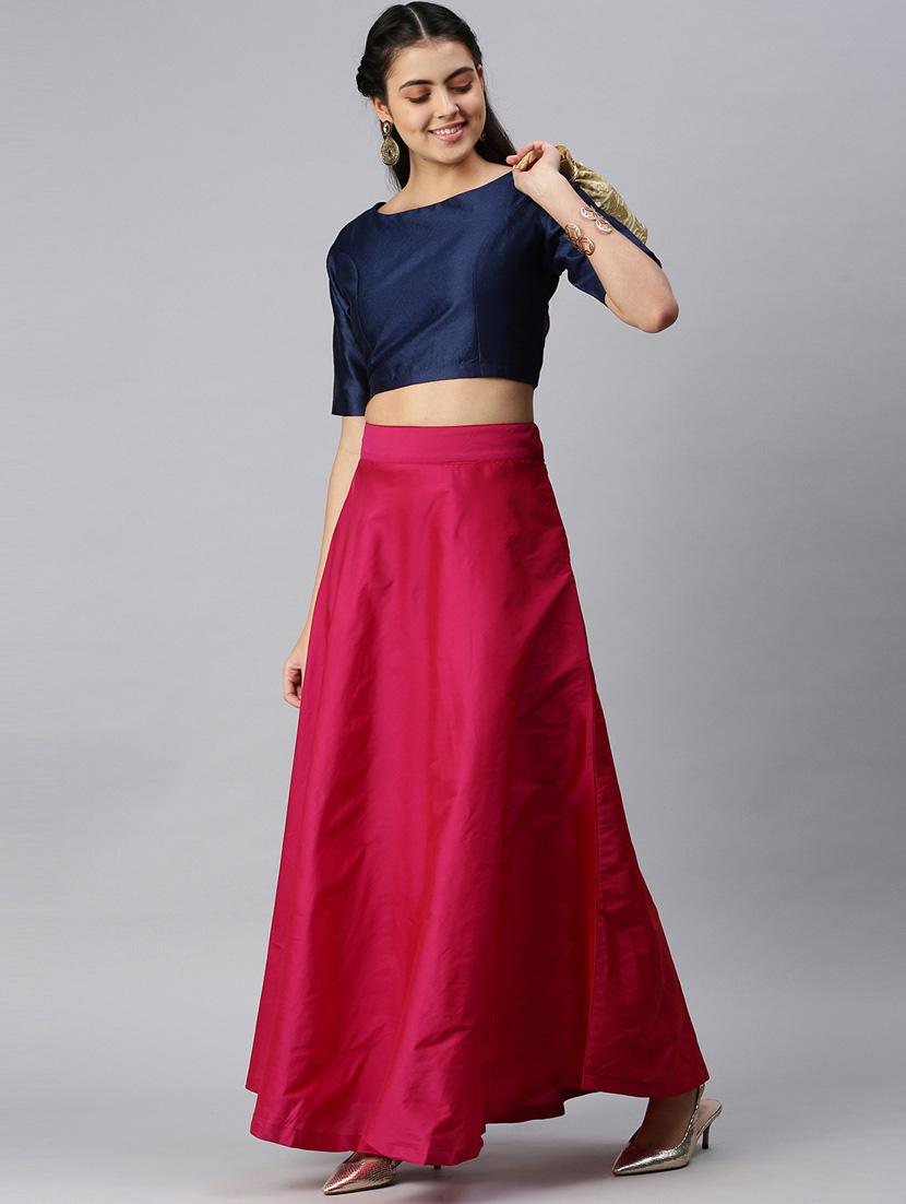 blue self designed blouse - 18290417 - Standard Image - 3
