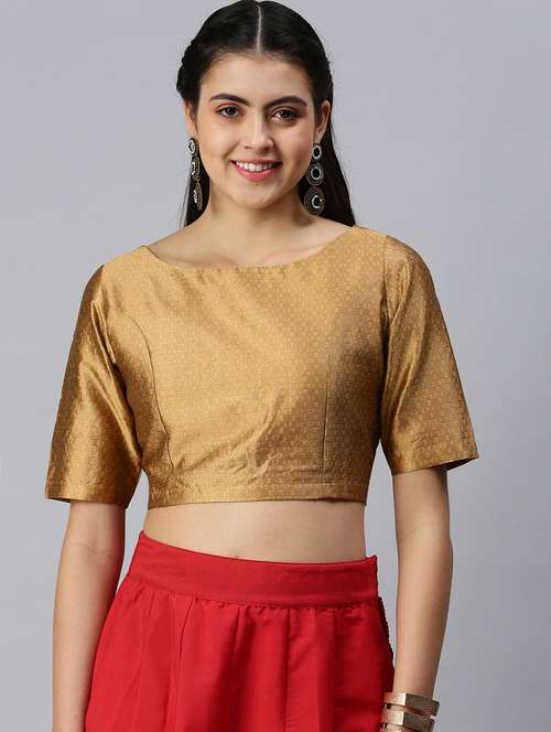 gold self designed blouse - 18290418 -  Standard Image - 0