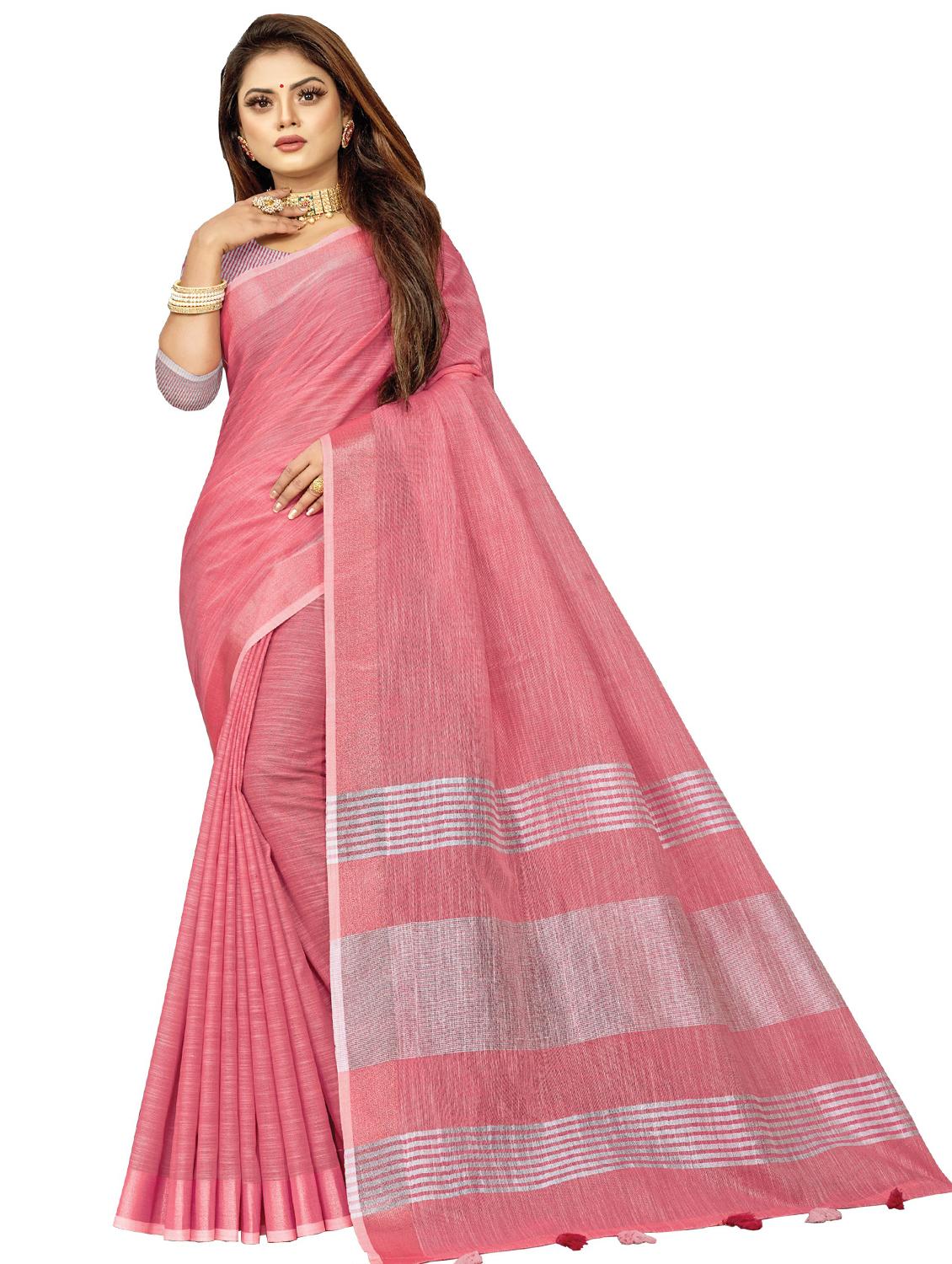 women solid plain saree with blouse