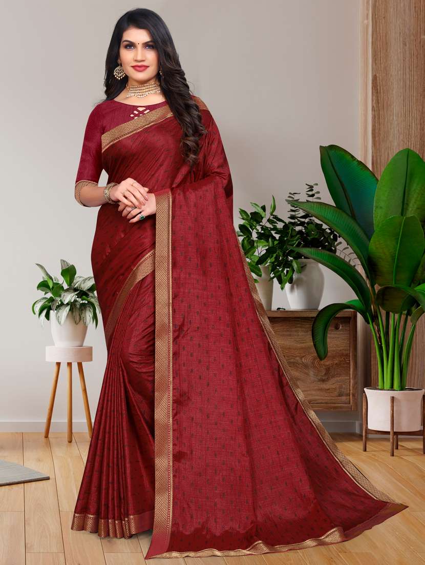 women's bordered royal blue colored saree with blouse